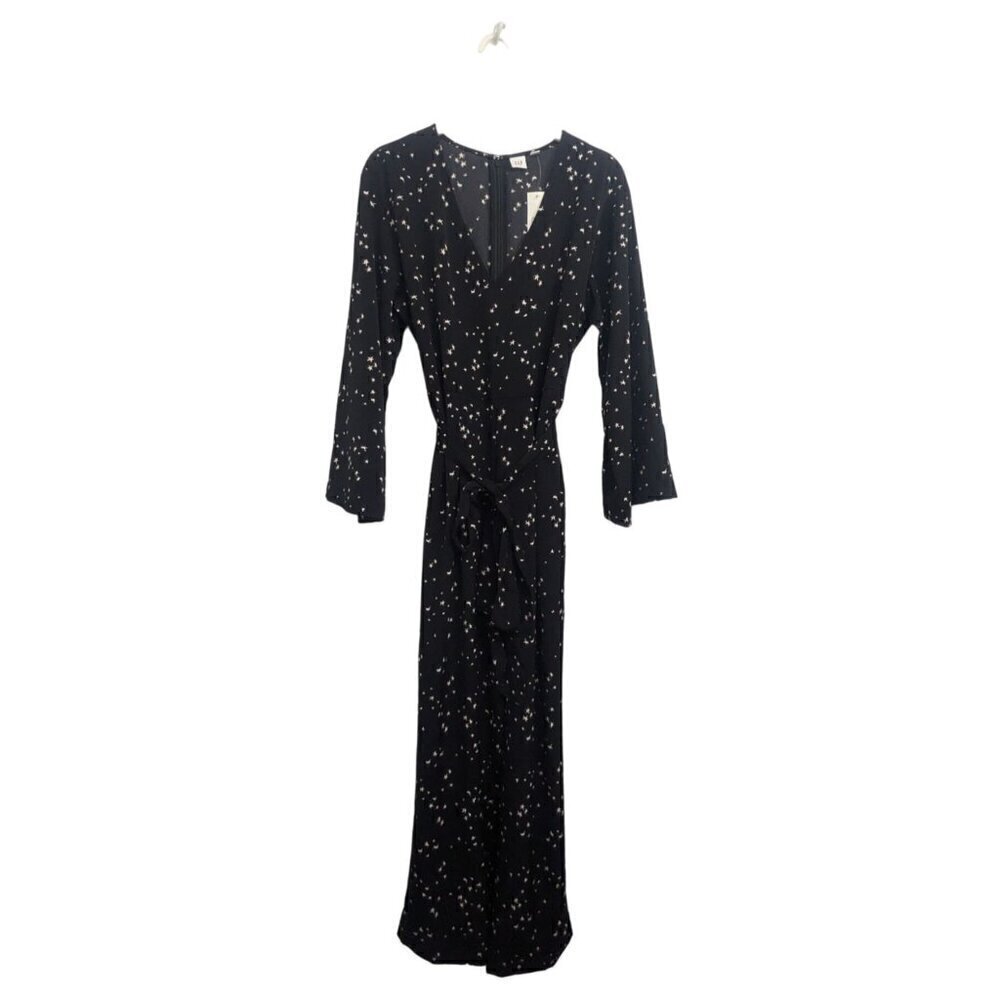 NEW - GAP Bell Sleeve Jumpsuit Black White Star Print Women's Size 10